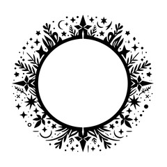 Elegant Black & White Celestial Wreath Frame Design