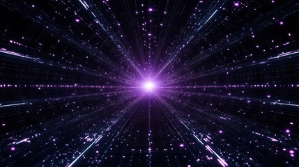 Fototapeta premium Purple Cosmic Tunnel: A Journey Through Digital Nebula