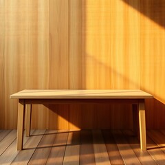 Elegant Wooden Table with Natural Grain Texture and Soft Shadows