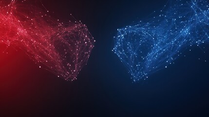 Abstract Digital Art: Red and Blue Nebulae Collision