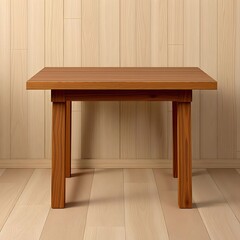 Fototapeta premium Timeless Elegance: Realistic 3D Rendering of Rich, Natural Tones on Classic Wooden Table Against Modern Ash Wood, Enhanced by Soft Light