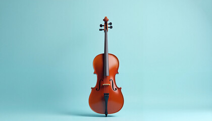 Elegant violin against a soft blue background  