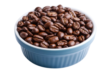 Freshly Roasted Coffee Beans in Blue Bowl Ready to Brew Aromatic Beverage for Coffee Lovers and Enthusiasts all Around the World