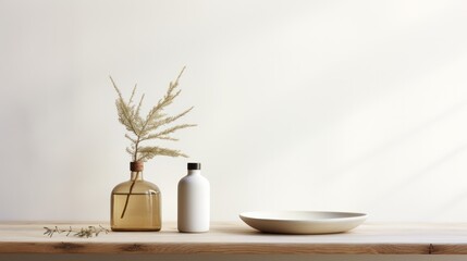 Fototapeta premium Assortment of decorative items arranged elegantly on a light surface