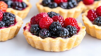 Fresh berry tarts, closeup