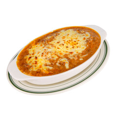 Hong Kong-style baked spaghetti bolognese with cheese, a tea restaurant favorite featuring savory meat sauce and a golden cheesy topping