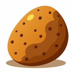 A cartoon illustration of a cookie with chocolate chips on a white background