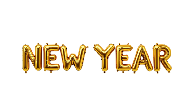 Golden balloon text Happy New Year