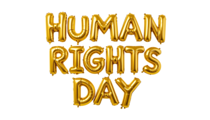 Golden balloon text Human Rights Day png