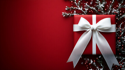  christmas gift card: elegant red and white
