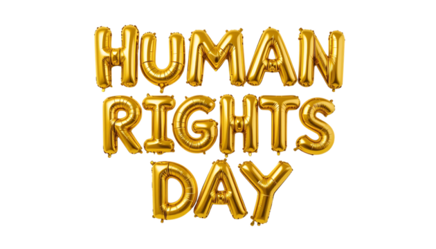Golden balloon text Human Rights Day png