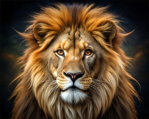 Obraz premium lion head portrait, portrait of a lion, high resolution lion picture, ultra hd lion photos on attractive background.