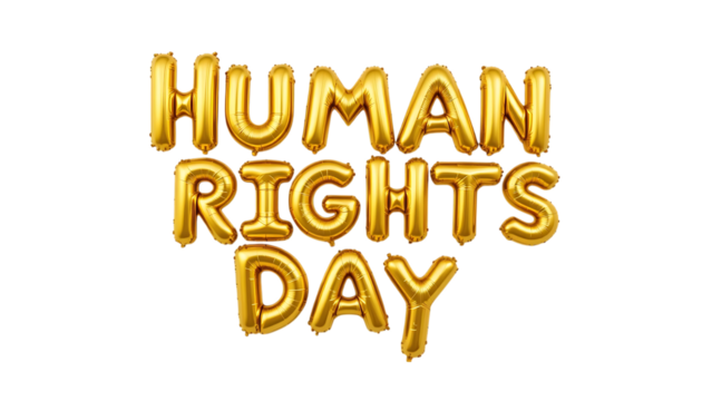 Golden balloon text Human Rights Day png