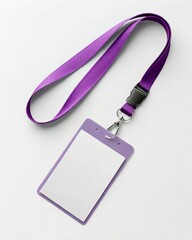 Purple Lanyard with Blank Name Tag for Events