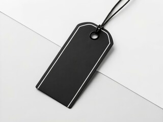 Fototapeta premium Elegant Black Price Tag on Minimalist Background Mockup
