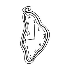 melting clock line art vector