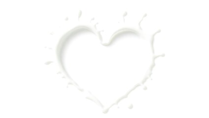 White milk liquid heart shape splash background 
