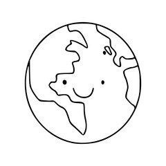 happy earth outline illustration