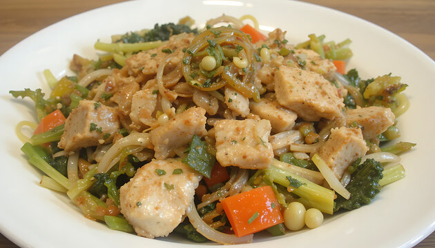 stir-fried chicken with vegetables, HD and 4k immage