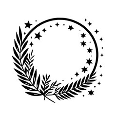 Elegant Black & White Botanical Star Circle Design