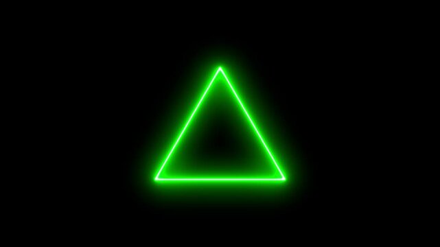 neon triangle frame balack background 4k video.