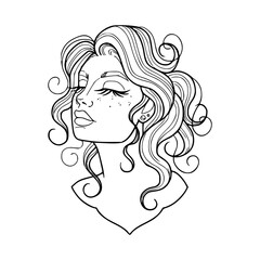 stylish female face outline drawing