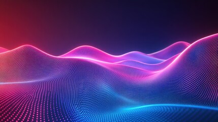 Abstract depiction of glowing dots forming wave like formations