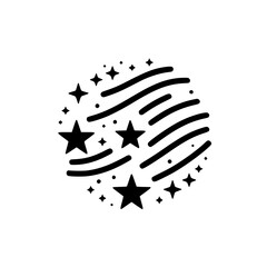 Obraz premium Black and White Celestial Icon: Stars and Swirls
