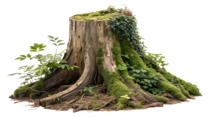 Set of Cutout Tree Stump and Mossy Tree Roots