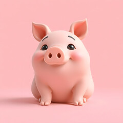 A creatively designed single piggy illustration, featuring pliable forms and a soft contrast color background
