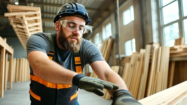 A creative carpenter framing a window with precision, large timbers held in place by steel clamps, workshop filled with the scent of fresh-cut cedar and pine