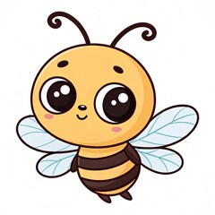Obraz premium Adorable Cartoon Bee Illustration Big Eyes Cute Honeybee Insect Childrens Book Graphic Design