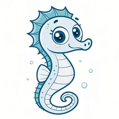 Fototapeta premium Adorable Cartoon Seahorse Illustration Perfect for Children's Books and Cute Designs