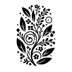 Obraz premium Black and White Floral Ornament: Elegant Botanical Silhouette