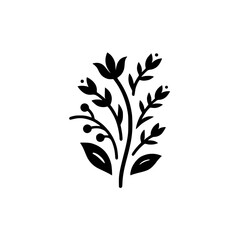 Minimalist Floral Vector Illustration in Black on White, Modern Graphic Design