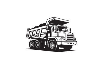 dump truck Black and White Vector