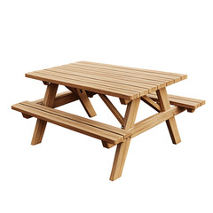 Outdoor Wood Picnic Table with Transparent Background for Leisure and Gatherings