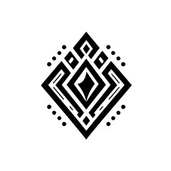 Geometric Black Diamond Mandala on White Background