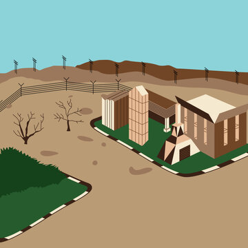 Pastel Desert Landscape Illustration
