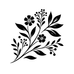 Black and White Floral Motif: Elegant Botanical Design Element