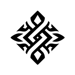 Geometric Intertwined Abstract Design in Black & White