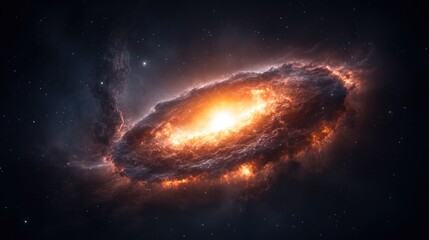 Obraz premium Cosmic Inferno: A Fiery Nebula in the Vast Expanse of Space