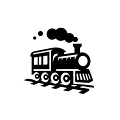 Vector Illustration: Black Steam Train Silhouette on White