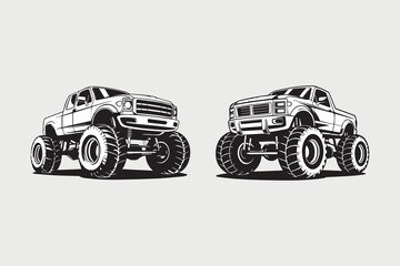 monster truck Black and White Vector © somaiya
