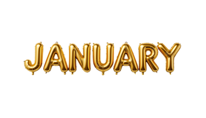 Golden balloon text JANUARY png