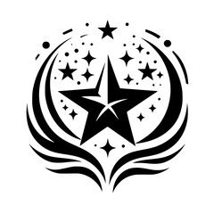 Black & White Starburst Emblem: Modern, Graphic Design, Badge