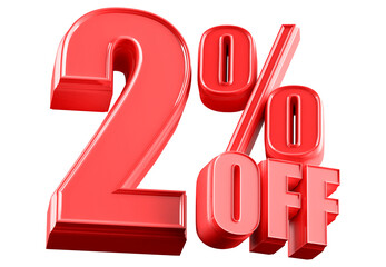 2 Percent Off Sale Red Number Promotion Sign