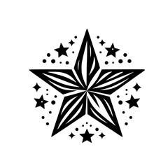 Intricate Black Starburst Design on White Background