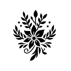 Elegant Black Floral Silhouette on White Background