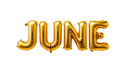Golden balloon text JUNE png